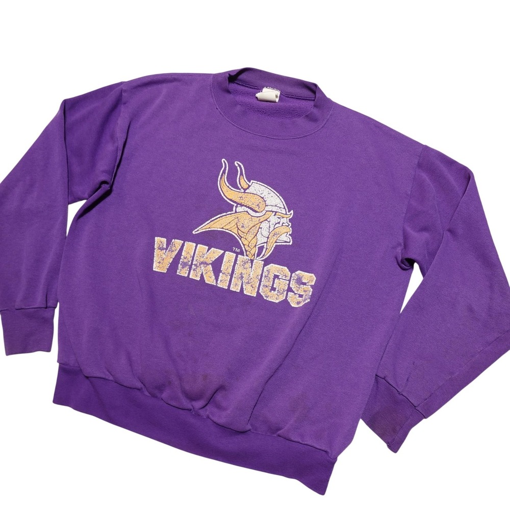 Vintage Minnesota Vikings Sweatshirt Mens Large Purple NFL Football Logo 7 90s